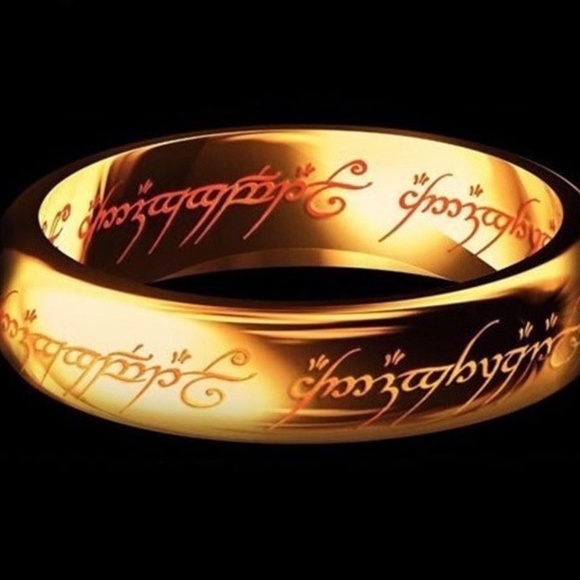 The Rings Ring. 14K Gold Plated size 8, 9, & 10 engraved in and out, 6mm wide - Picture 3 of 8